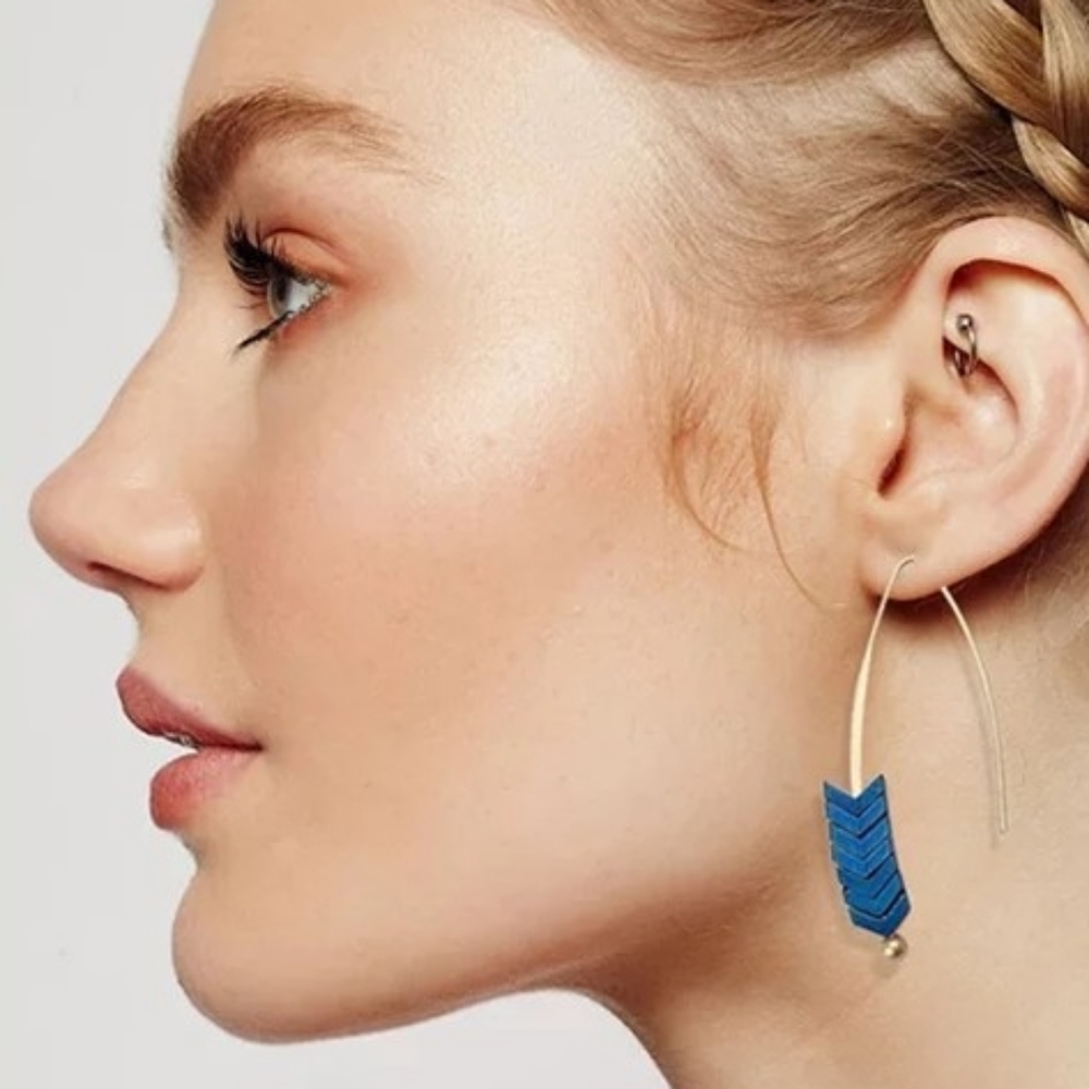 Natural Rock Earrings Blue
